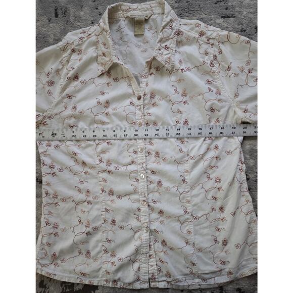 Horny Toad Organic Cotton Embroidered Button Down Large Boho Cottagecore Paisley - Picture 6 of 14